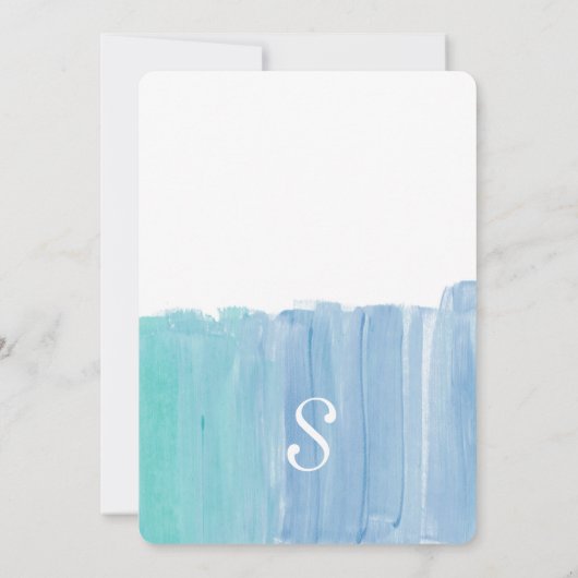  Blauwgroen Waterverf Bachelorette Party nodigt ui Kaart (Achterkant)