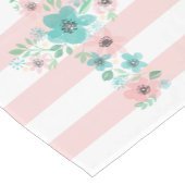 Blauwgroen Waterverf Bloem Kruis Roze Strepen Doop Korte Tafelloper (Hoek)