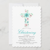 Blauwgroen Waterverf Bloemdwarslaesie Kaart (Voorkant)