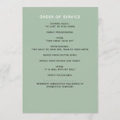 Blauwgroen Waterverf Bloemen Foto 2-pagina begrafe Programmakaart (Achterkant)