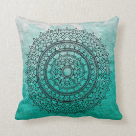  Blauwgroen Waterverf Bohemian Mandala Flower Art Kussen