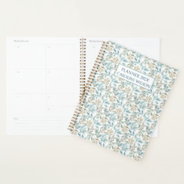 Blauwgroen Waterverf botanisch stijlvol ongedateer Planner