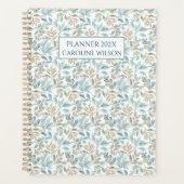 Blauwgroen Waterverf botanisch stijlvol ongedateer Planner (Voorkant)
