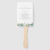 Blauwgroen Waterverf Botanische bruiloft Handwaaier (Voorkant)