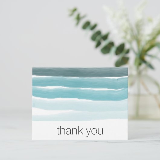 Blauwgroen Waterverf briefkaart (Staand voorkant)