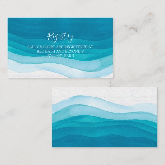 Blauwgroen Waterverf bruiloft | Register-Kaart Informatiekaartje (Voorkant / Achterkant)