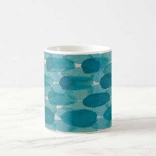 Blauwgroen Waterverf Brushstrokes Mok