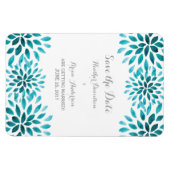 Blauwgroen Waterverf Chrysanthemum Opslaan Datum Magneet (Horizontaal)