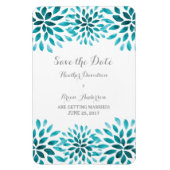 Blauwgroen Waterverf Chrysanthemum Opslaan Datum Magneet (Verticaal)