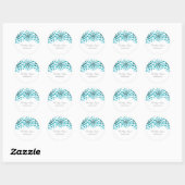 Blauwgroen Waterverf Chrysanthemum Wedding Sticker (Vel)