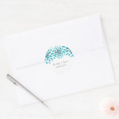 Blauwgroen Waterverf Chrysanthemum Wedding Sticker (Envelop)