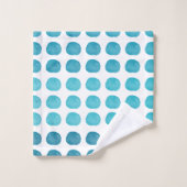Blauwgroen Waterverf Cute Happy Polka Dots Art Bad Handdoek (Wasdoekje)