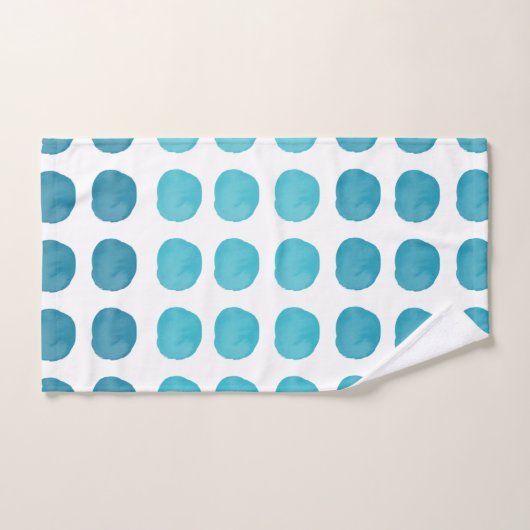 Blauwgroen Waterverf Cute Happy Polka Dots Art Bad Handdoek (Handdoek)