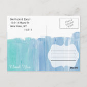  Blauwgroen Waterverf Dank u Briefkaarten (Achterkant)