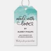 Blauwgroen Waterverf die gemaakt is met het Label Cadeaulabel (Voorkant)