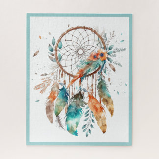 Blauwgroen Waterverf Drocatcher Legpuzzel