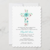 Blauwgroen Waterverf Eerste Heilige Communie van h Kaart (Voorkant)