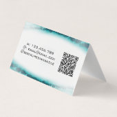 Blauwgroen Waterverf Elegant Modern Aangepast Aanp Visitekaartje (Achterkant)