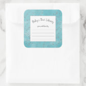 Blauwgroen Waterverf en faux zilver sterrenstof bo Vierkante Sticker (Tas)