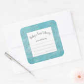 Blauwgroen Waterverf en faux zilver sterrenstof bo Vierkante Sticker (Envelop)