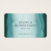 Blauwgroen Waterverf Esthetician Spa Cadeaubon Visitekaartje (Voorkant)