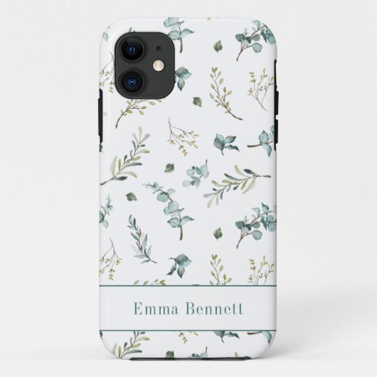 Blauwgroen Waterverf Eucalyptus Greenery Patroonna Case-Mate iPhone Case (Achterkant)