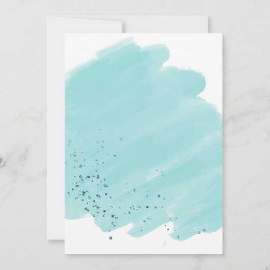 Blauwgroen Waterverf-feestdag Kaart (Achterkant)