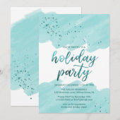 Blauwgroen Waterverf-feestdag Kaart (Voorkant / Achterkant)