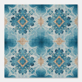 Blauwgroen Waterverf filigraan Behang