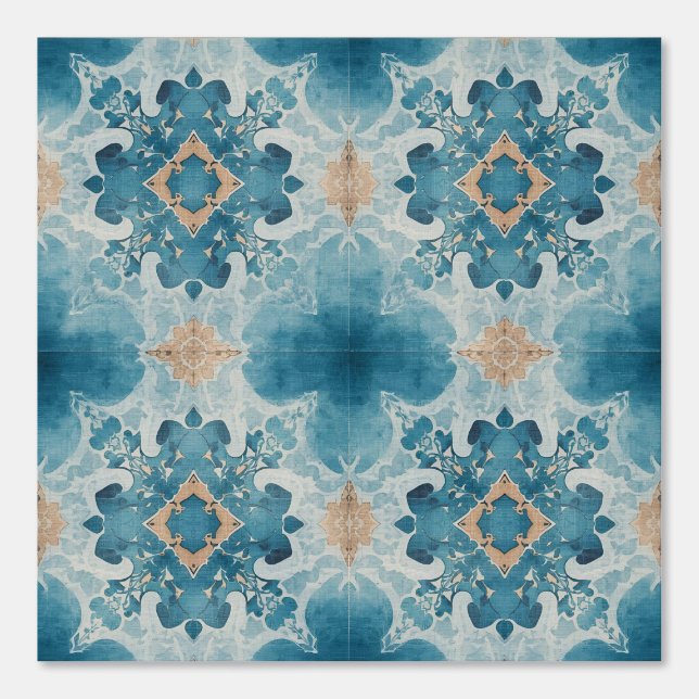 Blauwgroen Waterverf filigraan Behang (Voorkant)