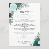 Blauwgroen Waterverf Floral Elegant Boho Wedding Menu (Voorkant)