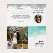 Blauwgroen Waterverf Fotocollage fotograaf Visitekaartje (Buitenkant ongevouwen)