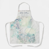 Blauwgroen waterverf glitter beauty professioneel schort (Voorkant)