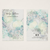 Blauwgroen waterverf glitter ketting display kaart (Voorkant /achterkant)