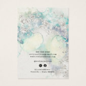 Blauwgroen waterverf glitter ketting display kaart (Achterkant)