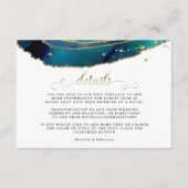 Blauwgroen Waterverf Gold Agate Wedding-kaart Informatiekaartje (Voorkant)