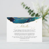 Blauwgroen Waterverf Gold Agate Wedding-kaart Informatiekaartje (Staand voorkant)