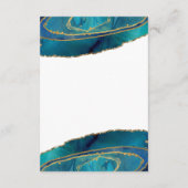 Blauwgroen Waterverf Gold Agate Wedding-kaart Informatiekaartje (Achterkant)