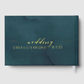 Blauwgroen Waterverf Gold Script Elegant Wedding Gastenboek (Achterkant)