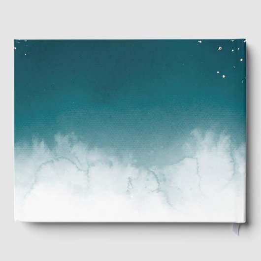 Blauwgroen Waterverf Golden Splatter Quinceañera P Gastenboek (Achterkant)