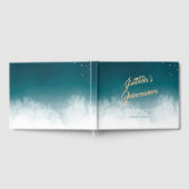 Blauwgroen Waterverf Golden Splatter Quinceañera P Gastenboek (Volledig)