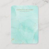 Blauwgroen Waterverf Goud Aangepaste Sieraden Kaar Visitekaartje (Voorkant)