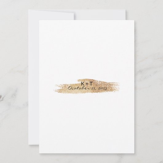 Blauwgroen Waterverf Goud Geometrisch Lijst Bruilo Kaart (Achterkant)