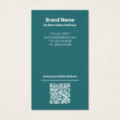 Blauwgroen Waterverf Haarklem Logo QRCode Display  Visitekaartje (Achterkant)