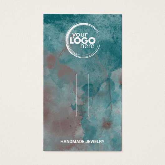 Blauwgroen Waterverf Haarklem Logo QRCode Display  Visitekaartje (Voorkant)