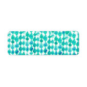 Blauwgroen Waterverf Ikat Pattern Etiket (Voorkant)