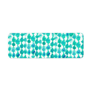 Blauwgroen Waterverf Ikat Pattern Etiket