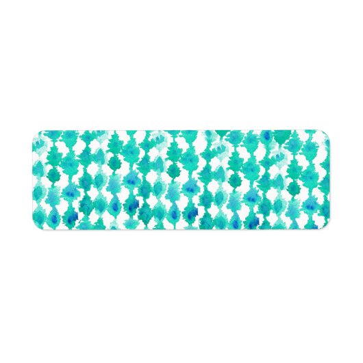 Blauwgroen Waterverf Ikat Pattern Etiket (Voorkant)