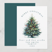 Blauwgroen Waterverf kerstboom Kaarten (Voorkant / Achterkant)