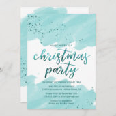 Blauwgroen Waterverf kerstfeest Kaart (Voorkant / Achterkant)